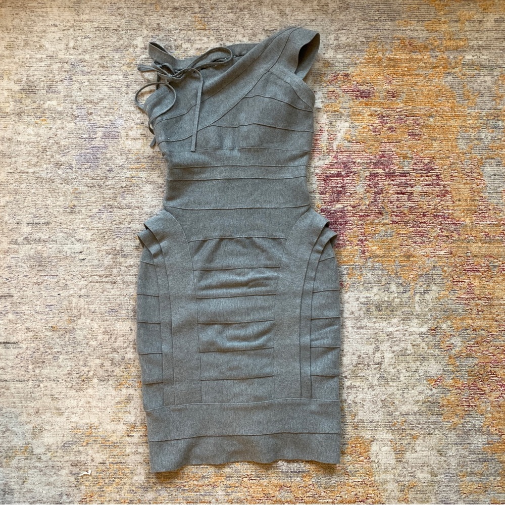Herve Leger gray bandage mini dress